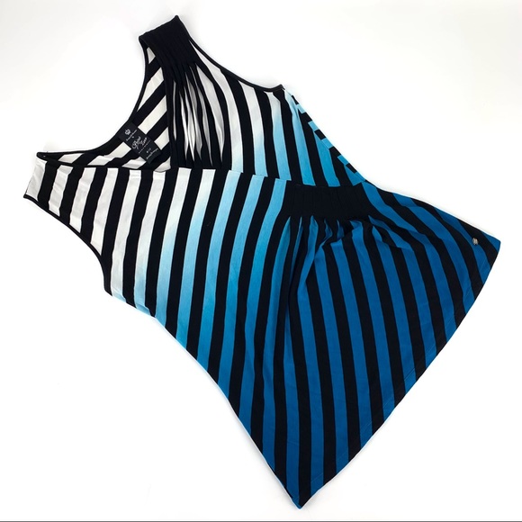 Point Zero Nicole Benisti Striped Ombre Sleeveless Top with Ruching, Large - Picture 11 of 16
